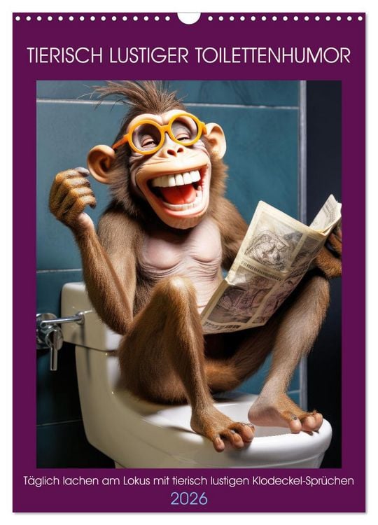 Produktbild: Tierisch lustiger Toilettenhumor (Wandkalender 2026 DIN A3 hoch), CALVENDO Monatskalender