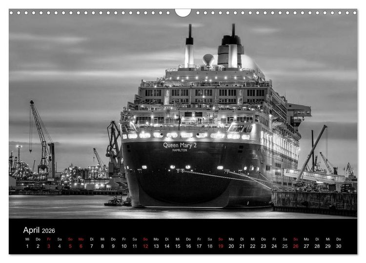 Produktbild: Hamburg monochrome Impressionen (Wandkalender 2026 DIN A3 quer), CALVENDO Monatskalender