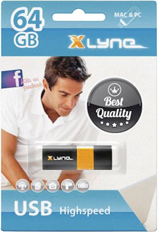 Produktbild: Xlyne Wave USB-Stick 64 GB Schwarz, Orange 7164000 USB-A (USB 2.0)