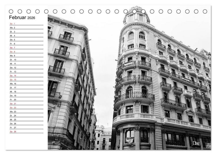 Produktbild: Barcelona Schwarz / Wei&szlig; Impressionen (Tischkalender 2026 DIN A5 quer), CALVENDO Monatskalender