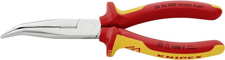 Produktbild: Knipex 26 26 200 VDE Flachrundzange 45&deg; gebogen Vanadium Elektrostahl 200mm
