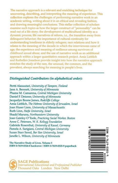 Produktbild: The Narrative Study of Lives