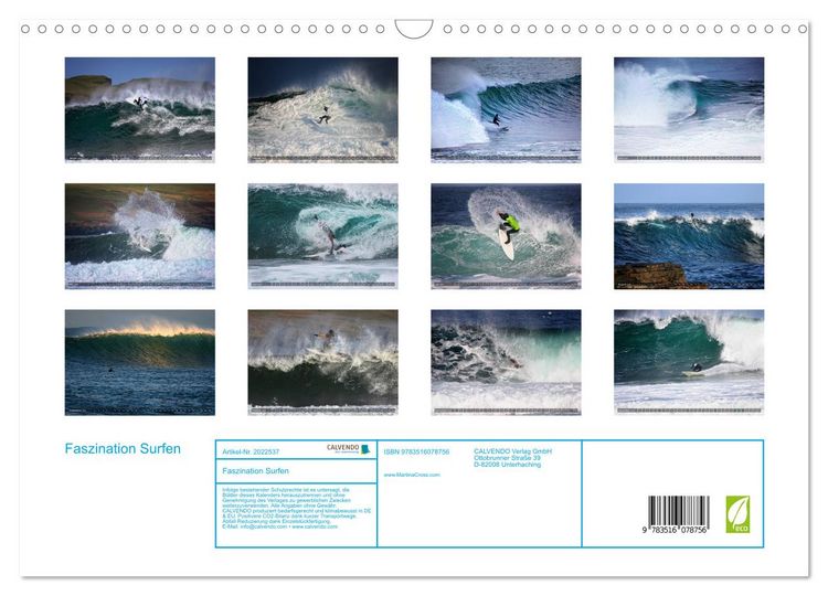Produktbild: Faszination Surfen (Wandkalender 2026 DIN A3 quer), CALVENDO Monatskalender
