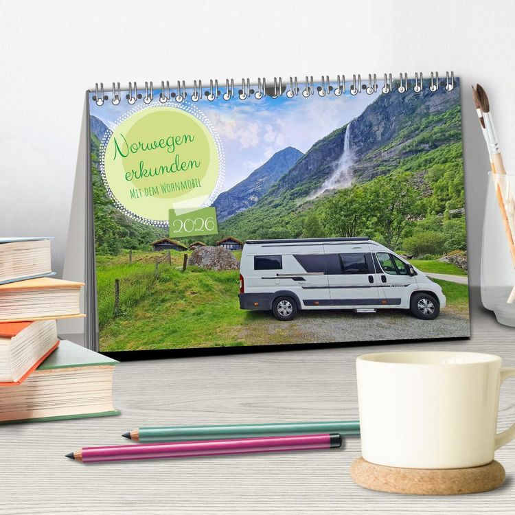 Produktbild: Norwegen erkunden mit dem Wohnmobil (Tischkalender 2026 DIN A5 quer), CALVENDO Monatskalender