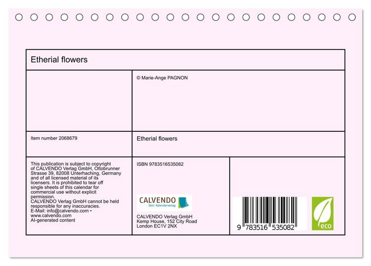 Produktbild: Etherial flowers (Desk Calendar 2026 DIN A5 landscape), CALVENDO 12 Month DeskCalendar