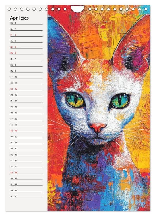 Produktbild: Katzenportraits. Moderne Samtpfoten-Kunst (Wandkalender 2026 DIN A4 hoch), CALVENDO Monatskalender