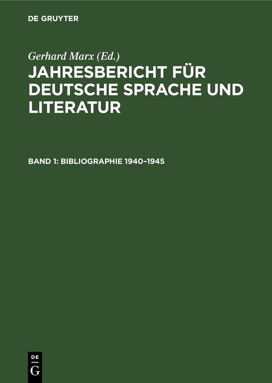 Produktbild: Bibliographie 1940&ndash;1945