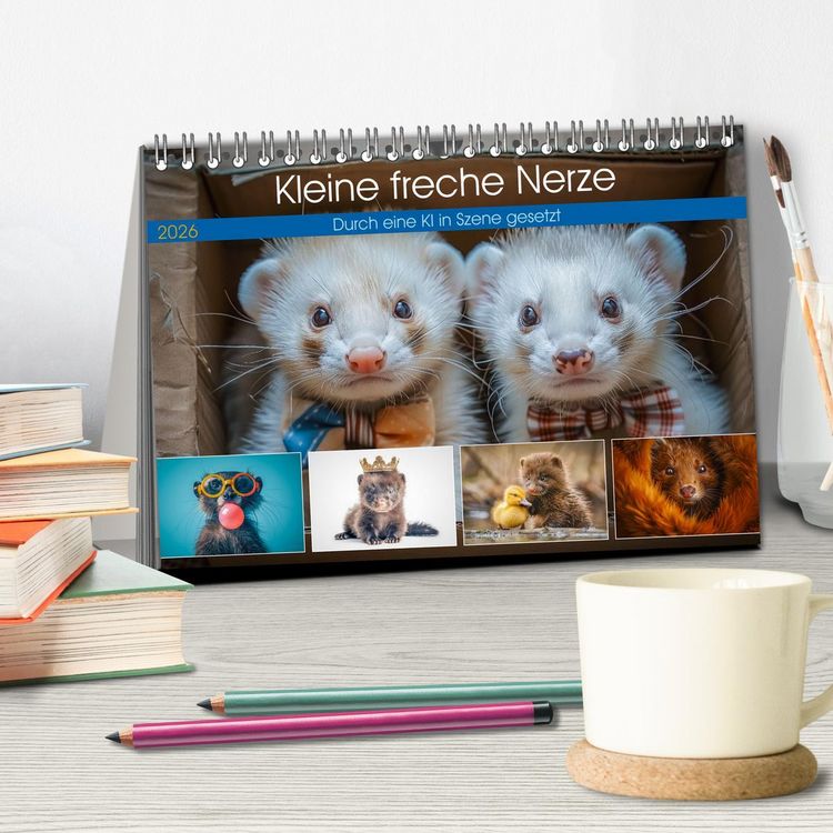 Produktbild: Kleine freche Nerze (Tischkalender 2026 DIN A5 quer), CALVENDO Monatskalender
