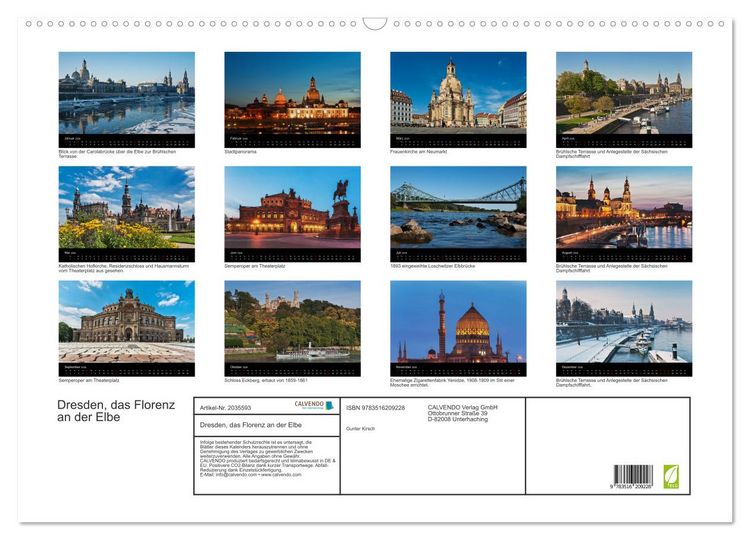 Produktbild: Dresden, das Florenz an der Elbe (Wandkalender 2026 DIN A2 quer), CALVENDO Monatskalender