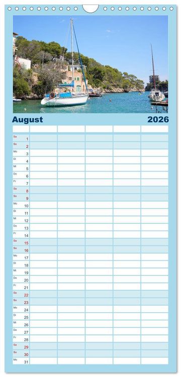 Produktbild: Familienplaner 2026 - Cala Figuera - Mallorcas Traumbucht mit 5 Spalten (Wandkalender, 21 x 45 cm) CALVENDO