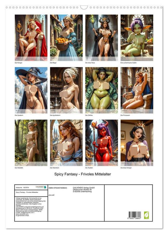 Produktbild: Spicy Fantasy - Frivoles Mittelalter (Wandkalender 2026 DIN A2 hoch), CALVENDO Monatskalender