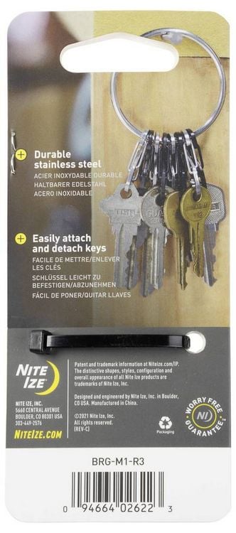 Produktbild: NITE Ize Schl&uuml;sselring NI-BRG-M1-R3 BigRing 8 S-Biner Schwarz, Silber 1St.
