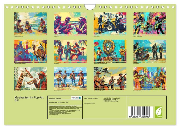 Produktbild: Musikanten im Pop-Art Stil (Wandkalender 2026 DIN A4 quer), CALVENDO Monatskalender