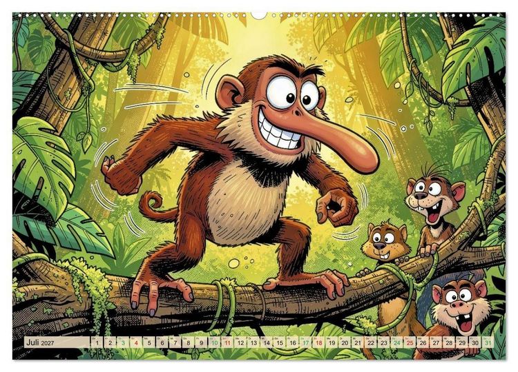 Produktbild: Lustige Nasenaffen - Comic (hochwertiger Premium Wandkalender 2027 DIN A2 quer), Kunstdruck in Hochglanz