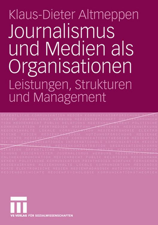 Produktbild: Journalismus und Medien als Organisationen