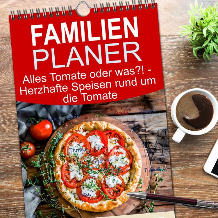 Produktbild: Familienplaner 2026 - Alles Tomate oder was?! - Herzhafte Speisen rund um die Tomate mit 5 Spalten (Wandkalender, 21 x 45 cm) CALVENDO