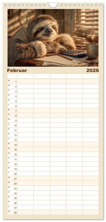 Produktbild: Familienplaner 2026 - Die Chaos GmbH - Tierisch faule Kollegen mit 5 Spalten (Wandkalender, 21 x 45 cm) CALVENDO