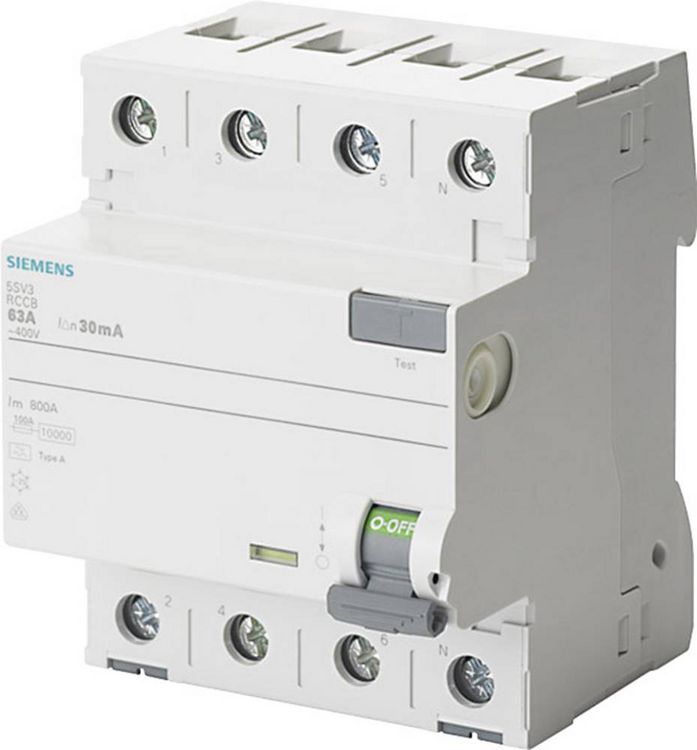 Produktbild: Siemens 5SV33426KL 5SV3342-6KL FI-Schutzschalter A 4polig 25A 0.03A 400V