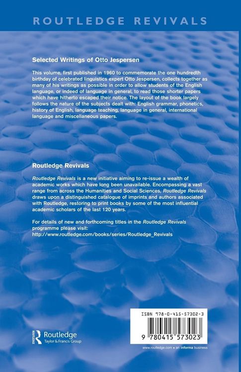 Produktbild: Selected Writings of Otto Jespersen (Routledge Revivals)