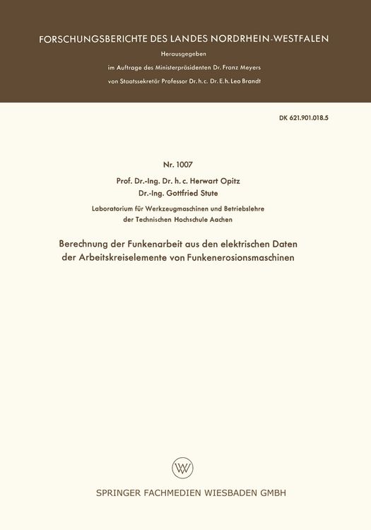 Produktbild: Berechnung der Funkenarbeit aus den elektrischen Daten der Arbeitskreiselemente von Funkenerosionsmaschinen