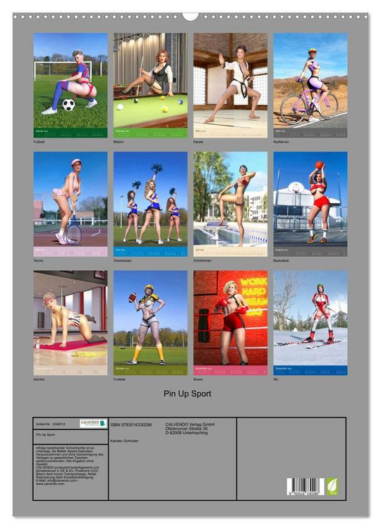 Produktbild: Pin Up Sport (Wandkalender 2026 DIN A2 hoch), CALVENDO Monatskalender