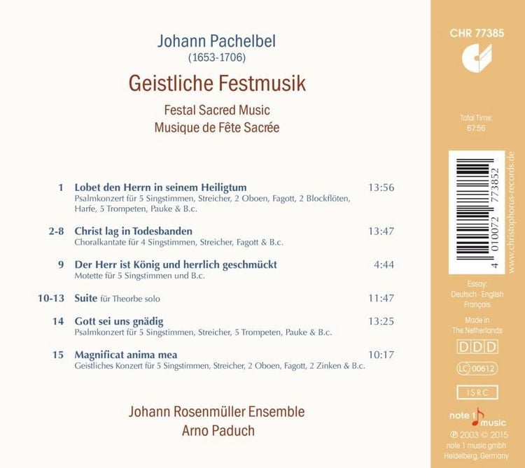 Produktbild: Pachelbel: Festal Sacred Music,