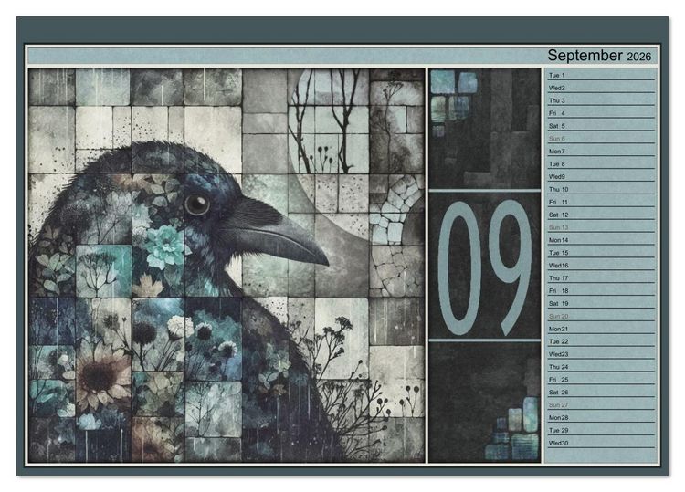 Produktbild: Crows. Shades of the Unseen. Art. (Desk Calendar 2026 DIN A5 landscape), CALVENDO 12 Month DeskCalendar