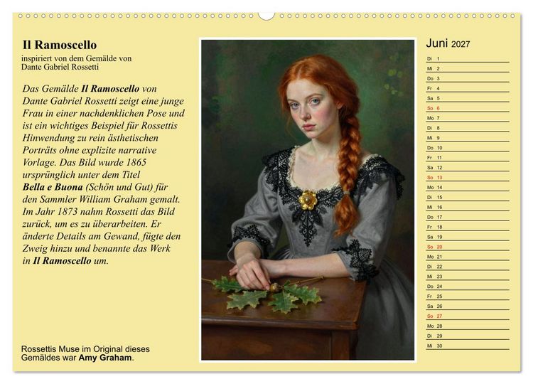 Produktbild: Rossettis Musen, neue Bilder zu symbolistischen Traumwelten (hochwertiger Premium Wandkalender 2027 DIN A2 quer), Kunstdruck in Hochglanz