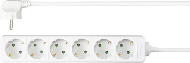Produktbild: Sygonix SY-4891000 Steckdosenleiste 6fach Wei&szlig; Schutzkontakt 1St.