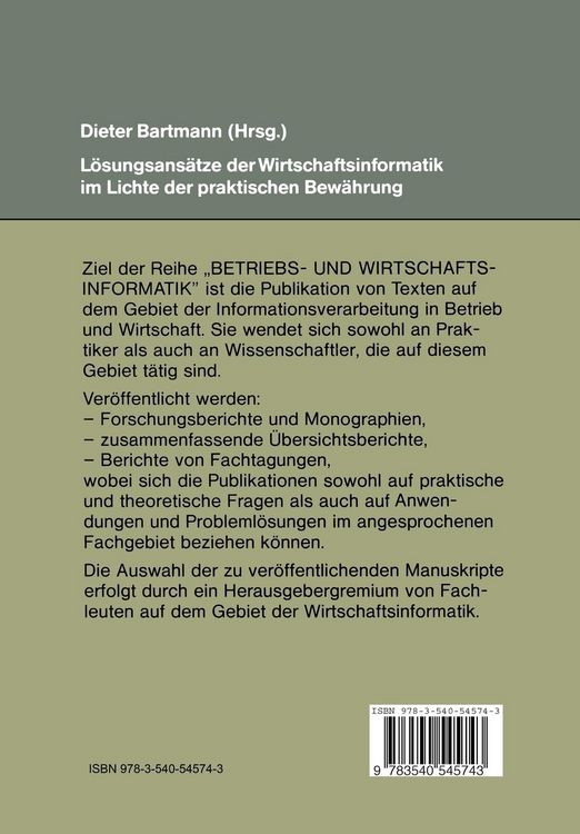 Produktbild: L&ouml;sungsans&auml;tze der Wirtschaftsinformatik im Lichte der praktischen Bew&auml;hrung
