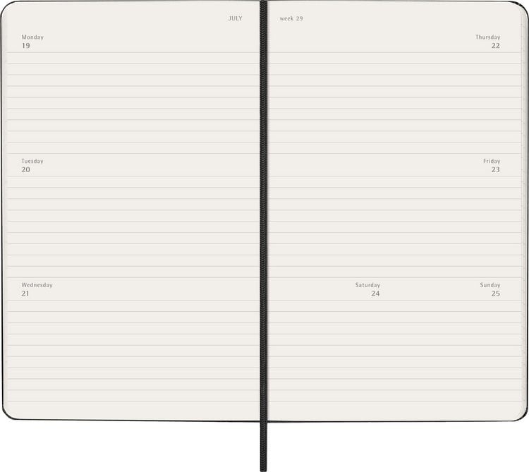 Produktbild: Moleskine 18 Monate Wochenkalender 2026/2027, L/A5, 1 Wo = 2 Seiten, Horizontal, Fester Einband, Schwarz