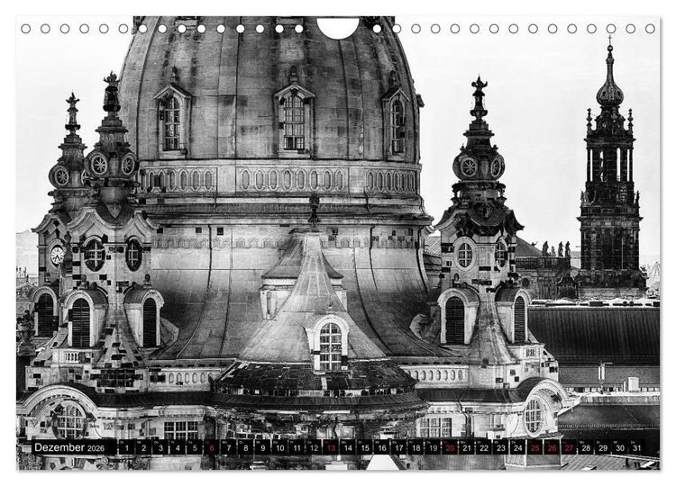 Produktbild: Dresden Faszination Schwarz Weiss (Wandkalender 2026 DIN A4 quer), CALVENDO Monatskalender