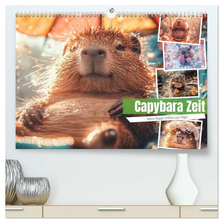 Produktbild: Capybara Zeit (hochwertiger Premium Wandkalender 2026 DIN A2 quer), Kunstdruck in Hochglanz