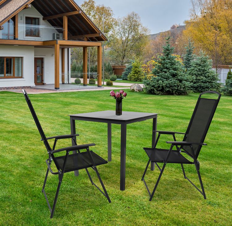 Produktbild: 3-tlg Sitzgruppe Gartenm&ouml;bel Tisch St&uuml;hle Set 80S