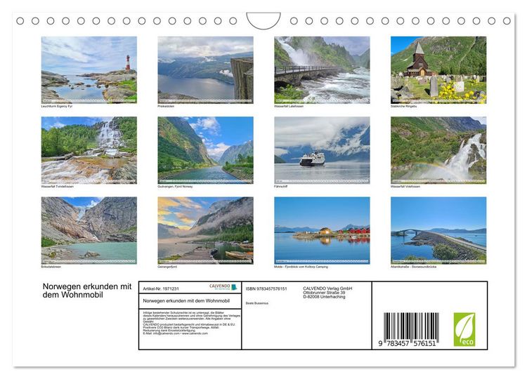 Produktbild: Norwegen erkunden mit dem Wohnmobil (Wandkalender 2026 DIN A4 quer), CALVENDO Monatskalender