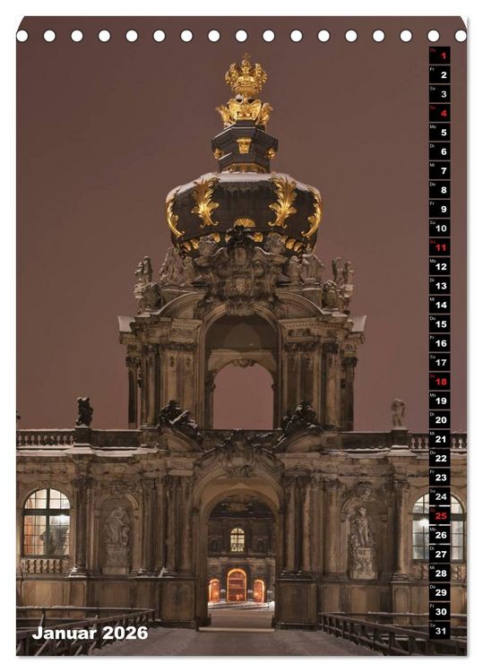 Produktbild: Dresden bei Nacht (Tischkalender 2026 DIN A5 hoch), CALVENDO Monatskalender