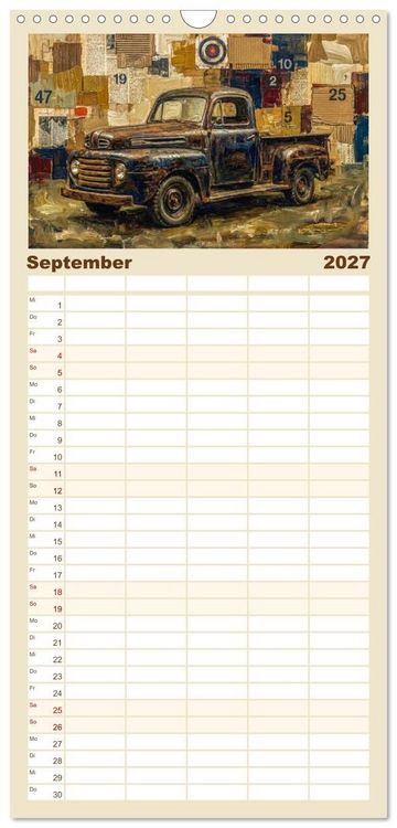 Produktbild: Familienplaner 2027 - Patina und PS mit 5 Spalten (Wandkalender, 21 x 45 cm) CALVENDO