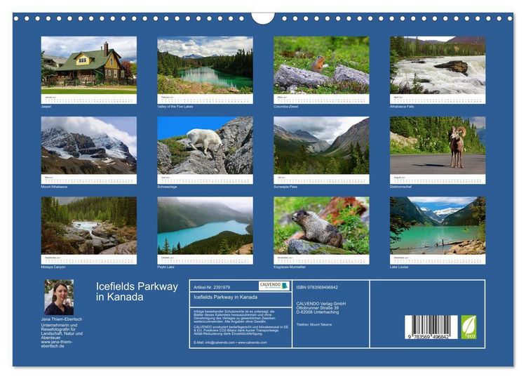 Produktbild: Icefields Parkway in Kanada (Wandkalender 2027 DIN A3 quer), CALVENDO Monatskalender