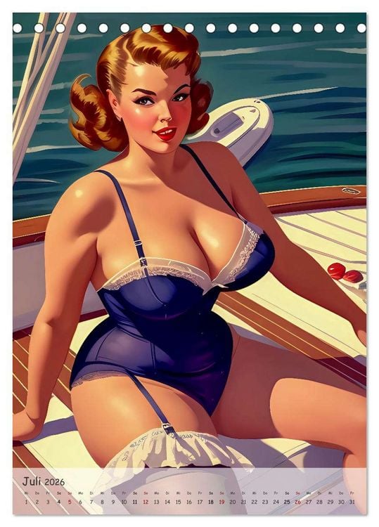 Produktbild: Pin-up Girls - Retro Glamour (Tischkalender 2026 DIN A5 hoch), CALVENDO Monatskalender