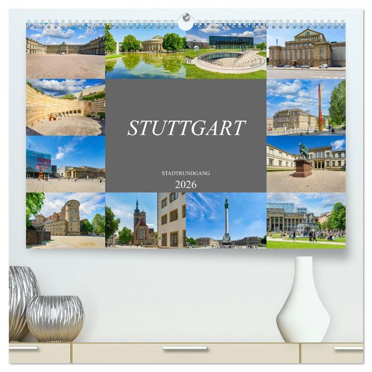 Produktbild: Stuttgart Stadtrundgang (hochwertiger Premium Wandkalender 2026 DIN A2 quer), Kunstdruck in Hochglanz