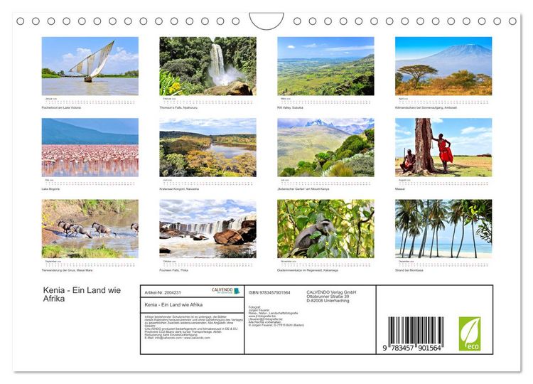 Produktbild: Kenia - Ein Land wie Afrika (Wandkalender 2026 DIN A4 quer), CALVENDO Monatskalender