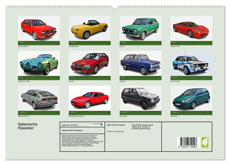 Produktbild: Italienische Klassiker (hochwertiger Premium Wandkalender 2026 DIN A2 quer), Kunstdruck in Hochglanz
