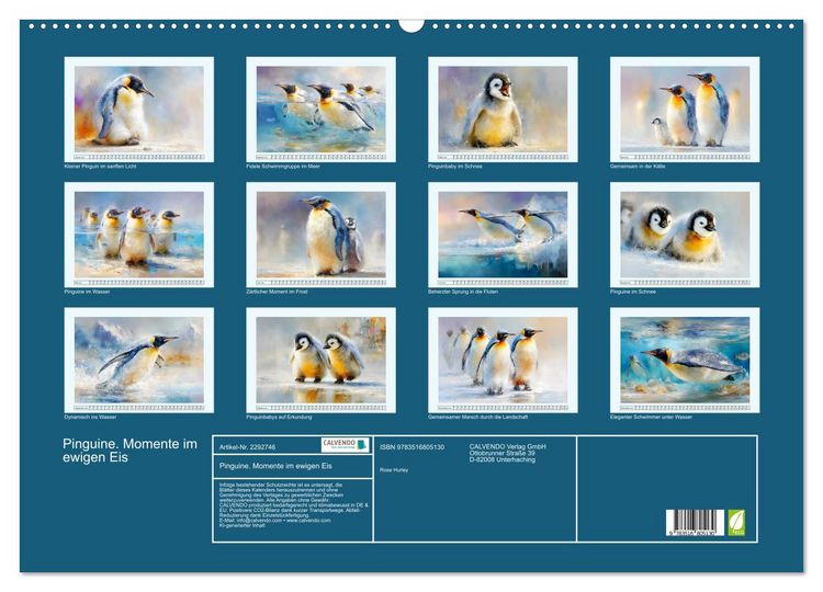 Produktbild: Pinguine. Momente im ewigen Eis (Wandkalender 2027 DIN A2 quer), CALVENDO Monatskalender