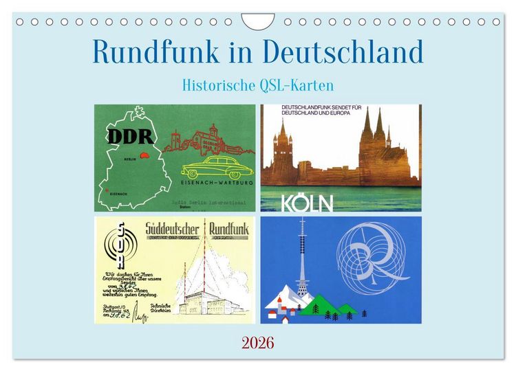 Produktbild: Rundfunk in Deutschland - Historische QSL-Karten (Wandkalender 2026 DIN A4 quer), CALVENDO Monatskalender