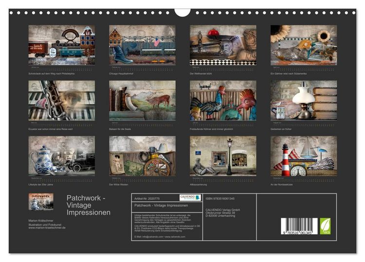 Produktbild: Patchwork - Vintage Impressionen (Wandkalender 2026 DIN A3 quer), CALVENDO Monatskalender