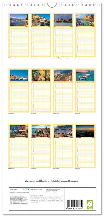 Produktbild: Familienplaner 2026 - Malcesine und Sirmione, Sch&ouml;nheiten am Gardasee mit 5 Spalten (Wandkalender, 21 x 45 cm) CALVENDO