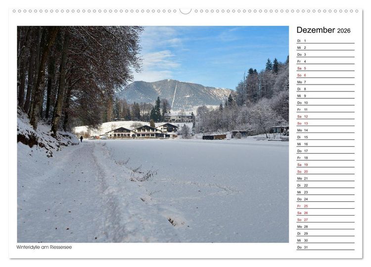 Produktbild: Zu Besuch am Riessersee (hochwertiger Premium Wandkalender 2026 DIN A2 quer), Kunstdruck in Hochglanz