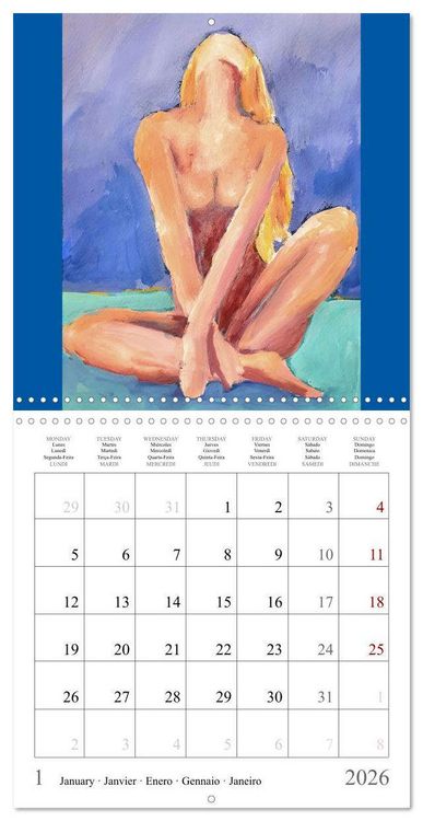 Produktbild: Colourful nude painting (Wall Calendar 2026 12 &times; 12 Inch) CALVENDO 12 Month Wall Calendar