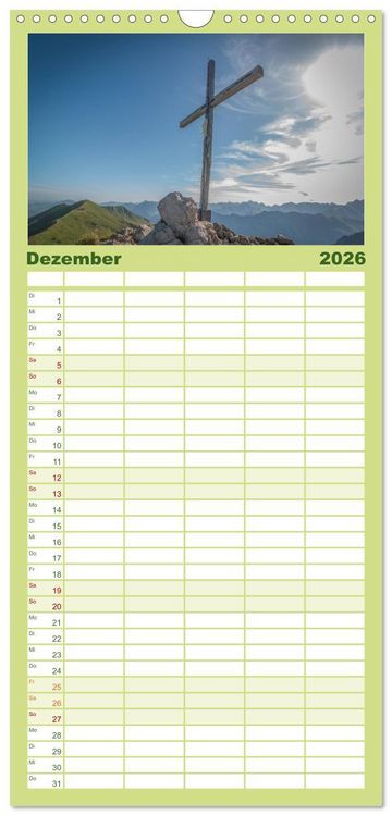 Produktbild: Familienplaner 2026 - Oberallg&auml;u - Oberstdorf und Umgebung mit 5 Spalten (Wandkalender, 21 x 45 cm) CALVENDO