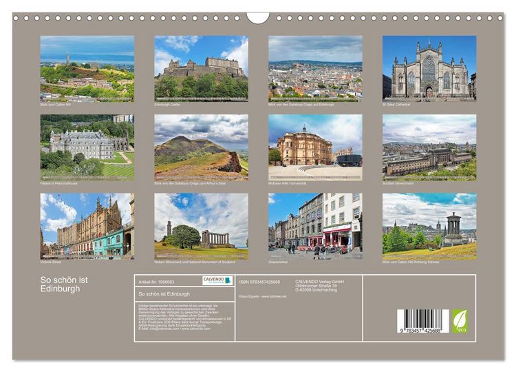 Produktbild: So sch&ouml;n ist Edinburgh (Wandkalender 2026 DIN A3 quer), CALVENDO Monatskalender